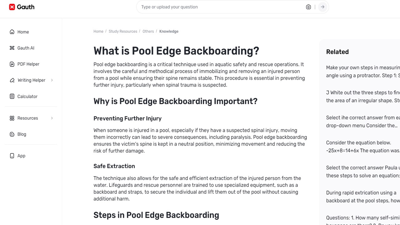 How Gauth Enhances Understanding of Pool Edge Backboarding Techniques